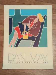 SiGnEd VinTagE DAN MAY WOMAN on a TRAIN Kunst Poster - Bild 1 von 5