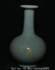 8.8" Ancient China Dynasty Ru Kiln Porcelain Gilt Fengshui Bird Word Vase Bottle