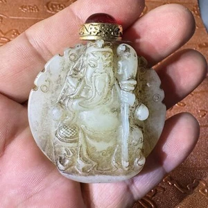 Ancient China, exquisite jade, pure hand carving, Hetian jade, snuff bottle - Picture 1 of 7