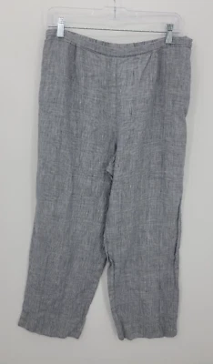 Pantalones de estudio Sutton para mujer 14 negros a cuadros de lino pierna ancha informales Lagenlook Foto 1 de 4