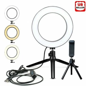6" LED Anneau Remplissage Lumière Studio Photo Vidéo USB Dimmable Lampe Selfie Portable US - Photo 1 sur 8