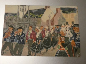 CPA - Illustrateur - HOMUALK - En parcourant la bretagne une noce a plougastel - Foto 1 di 1