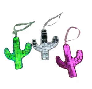 1 Adorno Cactus - Disco Espejo Vidrio Nochevieja Fiesta Decoración Boho Glam - Imagen 1 de 14