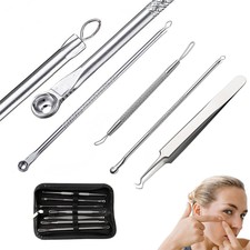 7pc Blackhead Whitehead Pimple Acne Blemish Comedone Extractor Remover Tools Kit