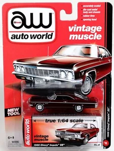 Auto World 1966 Chevy Impala SS Vintage Muscle Series - AW64002-4 NRFP Rosso Scuro - Foto 1 di 4
