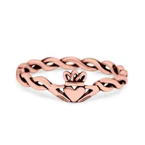 Claddagh Rope Ring Oxidized Band Plain Thumb Ring 925 Sterling Silver 6mm - Picture 1 of 24