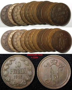 Finland Nicholas II Copper 1916 10 Pennia KM# 14 RANDOM PICK (1 COIN) (27 146) - Picture 1 of 7