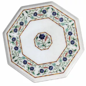 15" Marble Table Top Semi Precious Stones Inlay Home /office Decor - Picture 1 of 1
