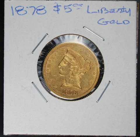 1878 P US American Half Eagle Coronet Liberty Head Gold Coin $5 Gold Better Date Cover