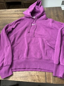 NIKE Sweater Womens XL Pink CENTER SWOOSH Logo Hoodie Cropped Pullover - Picture 1 of 6