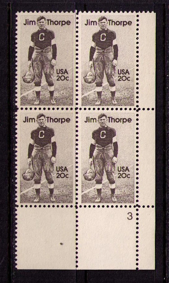 US USA Sc# 2089 MNH FVF PL# BLOCK Jim Thorpe Football Olympics Pentathalon - Image 1 of 1