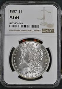 1887 P Morgan Silver Dollar NGC MS-64 - Picture 1 of 2