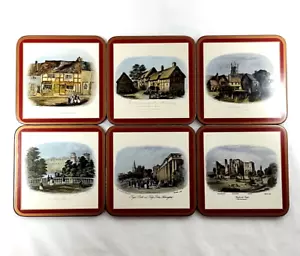 Pimpernel Cork Back Acrylic Coasters Warwickshire England Set of 6 Original Box - Picture 1 of 16