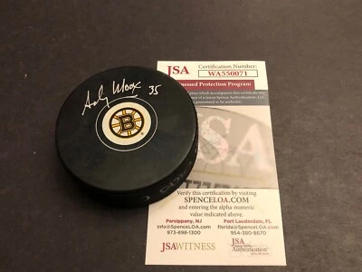 JSA ANDY MOOG DISCO AUTOGRAFIADO BOSTON BRUINS FIRMADO CON DISCO CUADRADO GRATIS 071 Foto 1 de 3