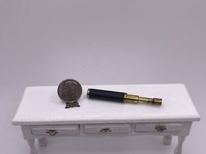 Vintage Artisan Brass Extending Nautical Spy Telescope Dollhouse Miniature 1:12