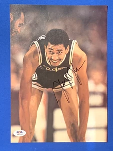 GEORGE GERVIN NBA HOF SIGNED MAG PAGE COLOR PHOTO 7.5X11 S.A. SPURS PSA DNA - Picture 1 of 2