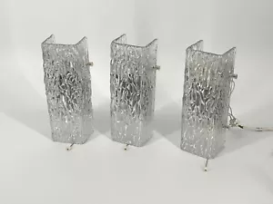 *1v3 WANDLAMPE KALMAR STRUKTURGLAS EISGLAS ZUGSCHALTER E14 VINTAGE ÖSTERREICH - Bild 1 von 15