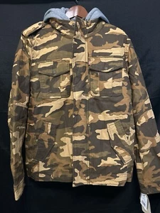 Levi’s Camo Sherpa Lined Hooded Jacket Men Size Medium Removable Hood - Picture 1 of 19
