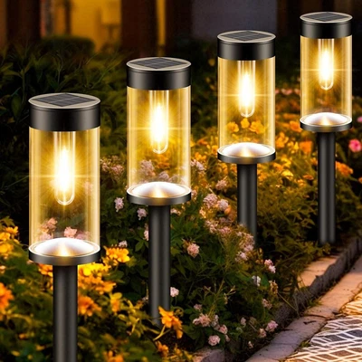 2/4x LED Solarleuchte Gartenlampe Außen Solarlampen Gartenleuchte Wegeleuchte - Bild 1 von 4