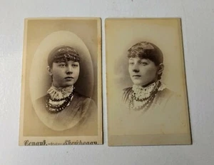CDV 1800's Portraits Jewett Sisters Same Outfit Skowhegan, ME - Picture 1 of 8