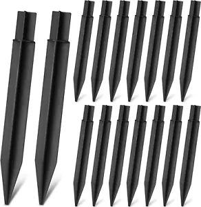 8.25 Inch Plastic Ground Spikes Stakes Solar Lights Stakes Classic Black (16 ... - Picture 1 of 1