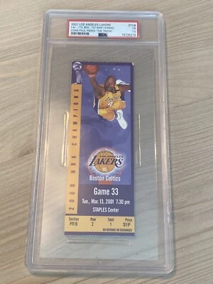 2001 LAKERS CELTICS 3/13 门票 SHAQ 硬币 保罗·皮尔斯“真相”门票 PSA — 第 1/2 张图片
