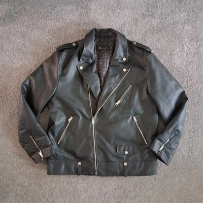 INC International Concepts Chaqueta Moto Cuero Sintético Negra Punk Rock XXL Foto 1 de 4