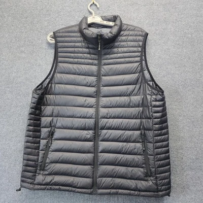 Solaris Puffer Vest Mens 2XT Black Natural Down Nylon Quilted Zip Pockets - Image 1 of 4