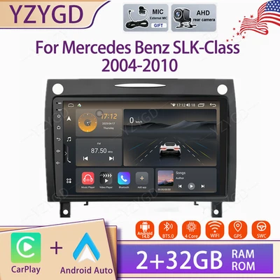 Radio estéreo para automóvil Android 14 Carplay GPS para Mercedes Benz Clase SLK 2004-2010 9" Foto 1 de 4