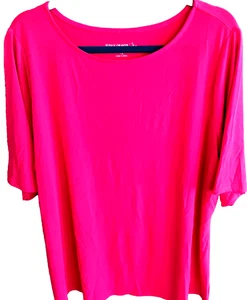 Susan Graver Essentials Damen 1X S/S Top Rose Farbe Poly Mischung Flüssigstrick - Bild 1 von 3