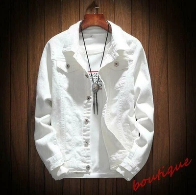 Moda Para hombres Jóvenes Cuello Solapa Denim Chaquetas Prendas exteriores Abrigos informales Primavera Otoño Foto 1 de 4
