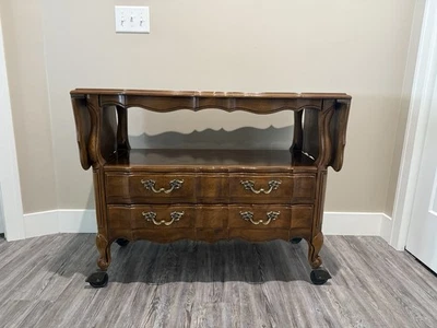 Carro de barra móvil Thomasville Furniture Tableau madera hoja caída | Servidor | Buffet Foto 1 de 4