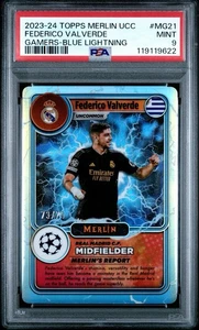 2023-24 Topps UCC Merlin’s Gamers Federico Valverde Blue Lightning /75 PSA 9 - Picture 1 of 3