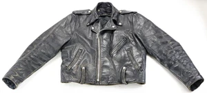 harley davidson mens jacket m 42 black leather Cycle Champ amf retro vintage vtg - Picture 1 of 20
