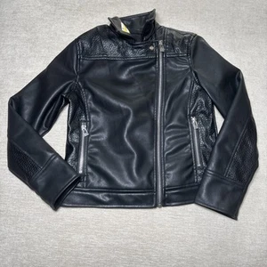 Art Class Girl's Biker Faux Leather Jacket Black Size Small (6/7) Zip Pockets - Picture 1 of 8