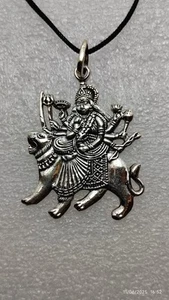 Handmade High Grade Sterling Silver Hindu Goddess Maa Bhavani Durga Mata Pendant - Picture 1 of 9