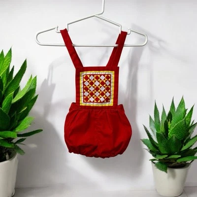 Mono babero de algodón para bebé recién nacido prematuro vintage con retazos piezas a mano Foto 1 de 3