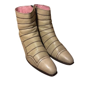 John Fluevog Presley Leder Stiefel Oyster Beige Herren 7 Damen 9 - Bild 1 von 16