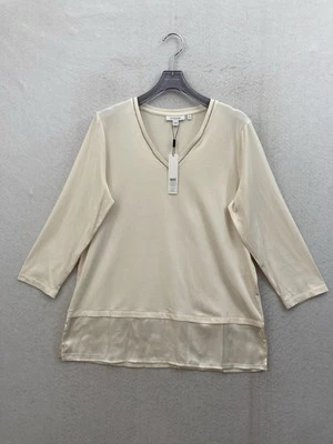 Nuevo con etiquetas Top Chico’s Touch Of Cool Marfil Manga 3/4 Talla Mediana Algodón Pima Foto 1 de 4