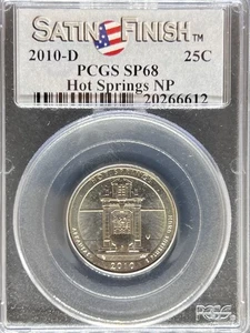 2010-D Washington Statehood Quarter Hot Springs Arkansas Satin Finish SP68 PCGS  - Picture 1 of 2
