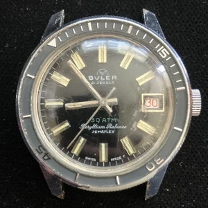 RARE 1960s Vintage Mens Buler Beryllium Balance Jemaflex Diver 30ATM. Works Read - Picture 1 of 22
