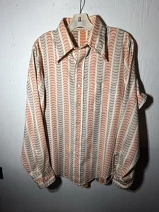 Vintage 417 Van Heusen 1960s Shirt MENS LARGE 16 1/2 x 35 Orange Brown Collar A8 - Picture 1 of 20