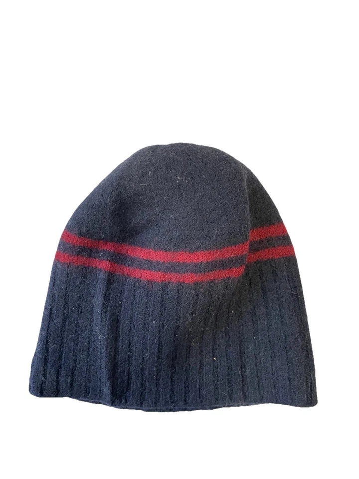 Y9# Gucci 100% Lana Gorro Azul Marino Rojo Rayas Hecho en Italia Talla L Unisex Foto 1 de 4