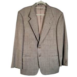 Vtg Valentino Uomo Blazer 40R Glen Plaid Wool Gray Red Italy Sport Coat 80s 90s - Picture 1 of 12