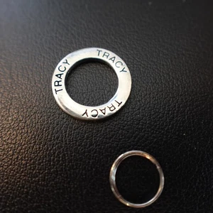 Tracy Personalized Charm Silver Tone Circle Ring Engraved Name Gift - Picture 1 of 5