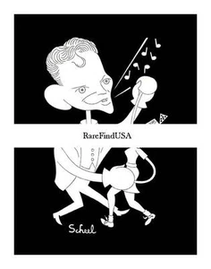 TED SCHEEL 1948-rpt FRANK SINATRA Hit Parade Star Radio Singer Caricature MATTED - Picture 1 of 1
