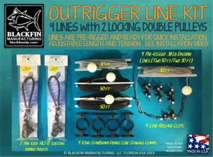 Outrigger Rigging Kit 4 Line Set 50/30 Ft + Locking Double Pulleys & Line Caddy - Picture 1 of 6
