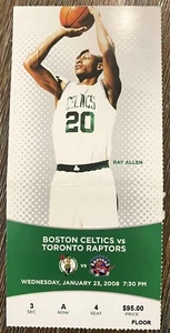 Toronto Raptors at Boston Celtics Ticket 1/23/2008 Ray Allen Celtics NBA Champs - Picture 1 of 2