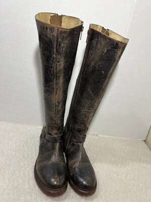Bota Alta Bed Stu Cobbler Series Glaye Mujer 8.5 Negra Lux Distressed Equestrian Foto 1 de 4