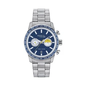Mens Wristwatch BREIL Tribe ZONE EW0566 Stainless Steel Blue Dual Time - Picture 1 of 2